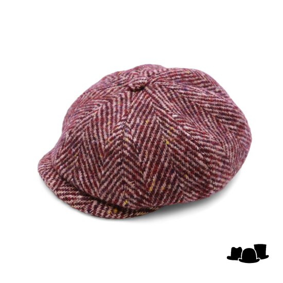alfonso deste kyoto newsboy cap scheerwol visgraat bordeaux