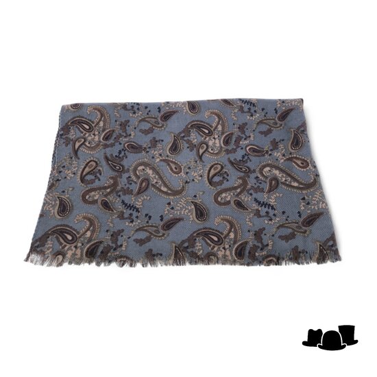 stetson scarf wool paisley grey brown