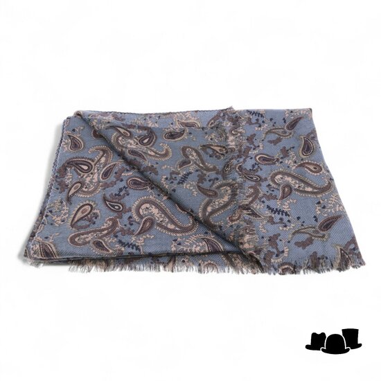 stetson scarf wool paisley grey brown