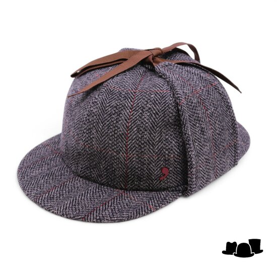 alfonso deste deerstalker sherlock wol visgraat ruit grijs