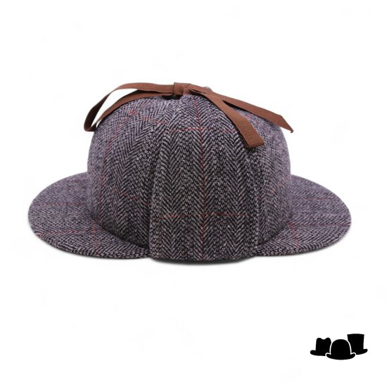 alfonso deste deerstalker sherlock wol visgraat ruit grijs