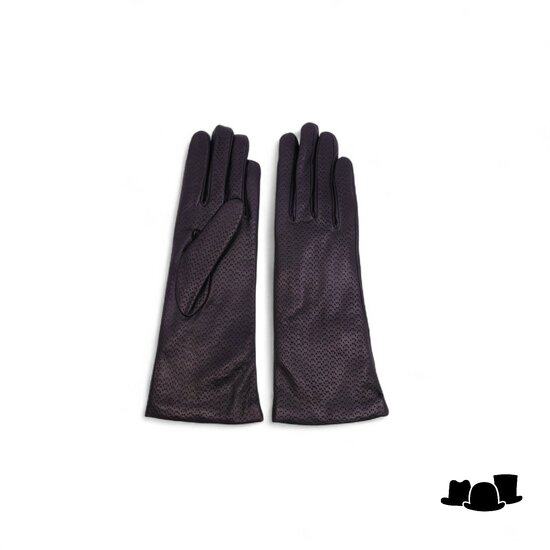 caridei lange dameshandschoenen cecile leather pinhole zwart