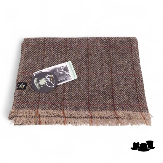 city sport sjaal british tweed visgraat ruit beige
