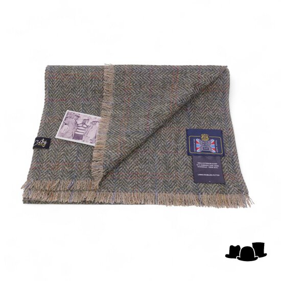 city sport sjaal british tweed visgraat ruit groen