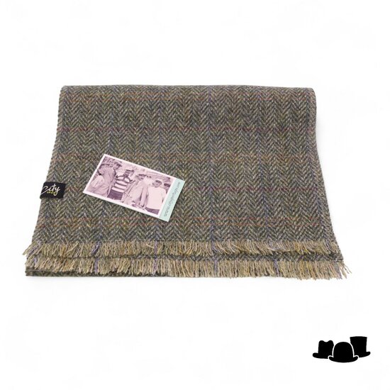 city sport sjaal british tweed visgraat ruit groen