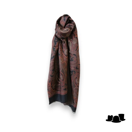 city sport sjaal zijde wol paisley zwart roest