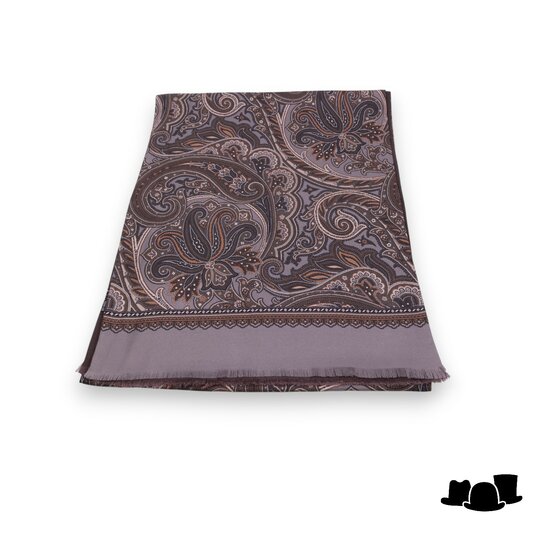 city sport sjaal zijde wol paisley bruin taupe