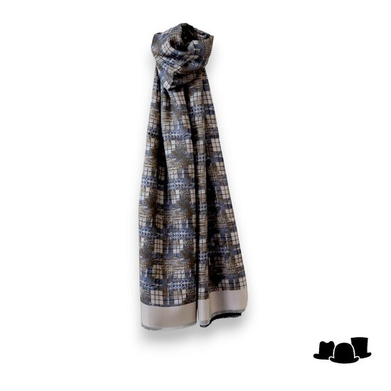 city sport sjaal zijde wol facade zilver grijs