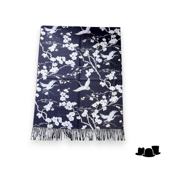 onkar painting sjaal wolmix japanese cranes
