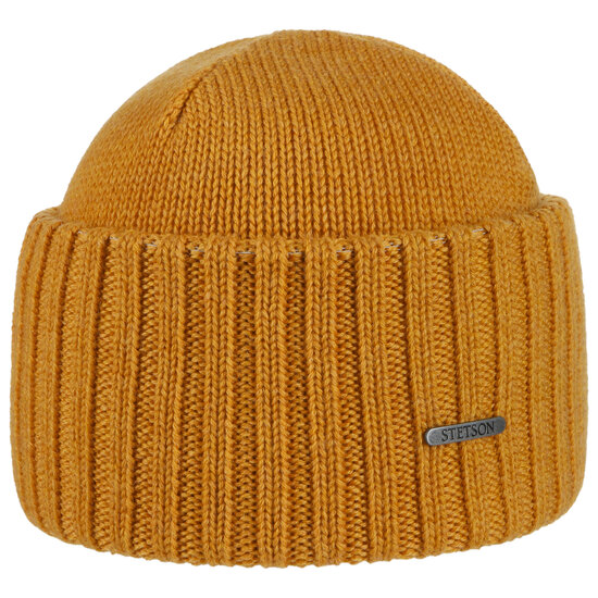 stetson beanie northport merino wool knit ochre