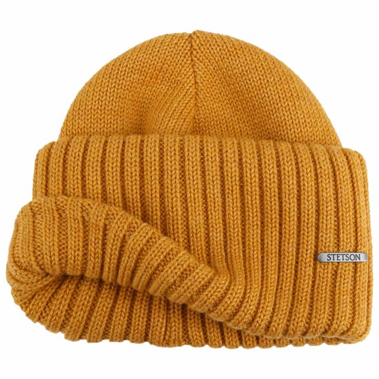 stetson beanie northport merino wool knit ochre