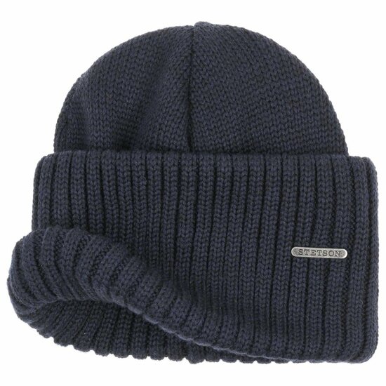 stetson beanie northport merino wool knit navy