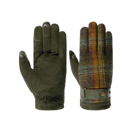stetson handschoenen conductive goat suede wool olive