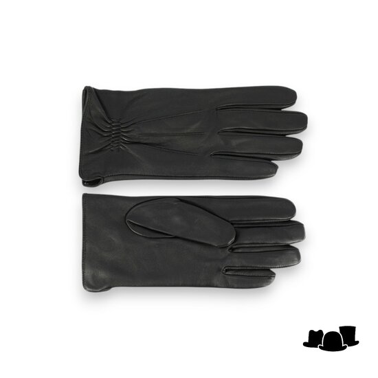 fiebig heren handschoenen gladleer plooi zwart