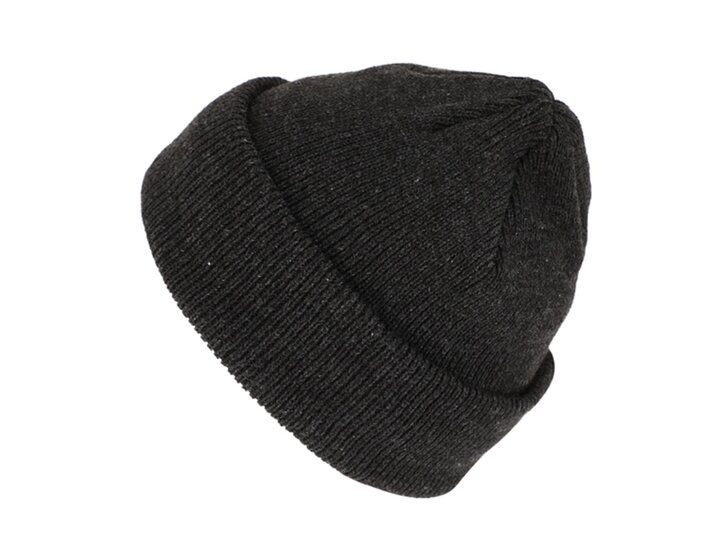 fiebig knitted beanie insulated met omslag gemeleerd antracite