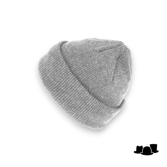 fiebig knitted beanie insulated met omslag gemeleerd lichtgrijs