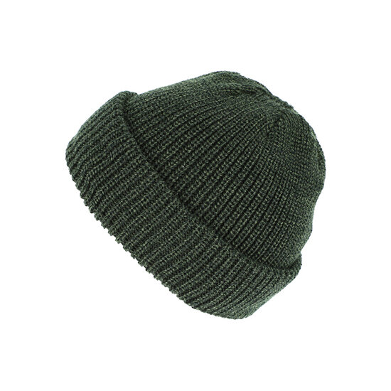 fiebig beanie muts gemeleerd merino wolmix olijfgroen
