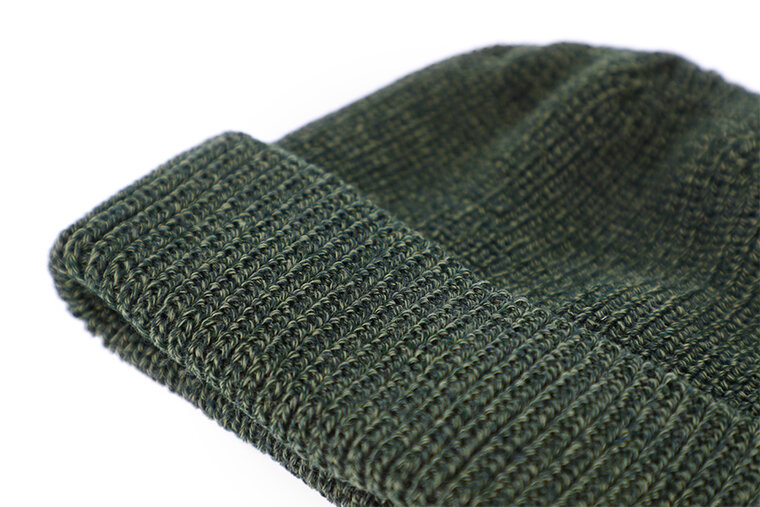 fiebig beanie muts gemeleerd merino wolmix olijfgroen