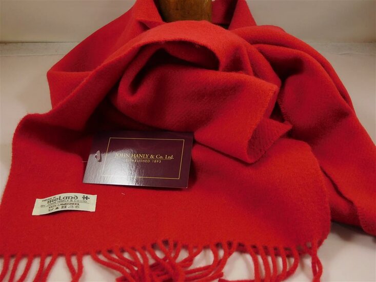 john hanly irish wool scarf medium solid red 