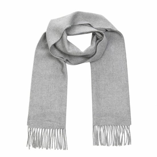 john hanly merino luxury wool scarf solid silver grey