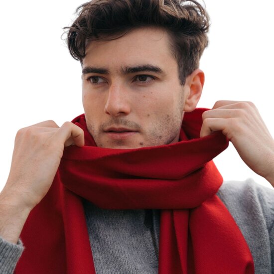 john hanly merino luxury wool scarf scarlet red