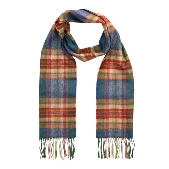 john hanly merino luxury wool scarf sea green rust