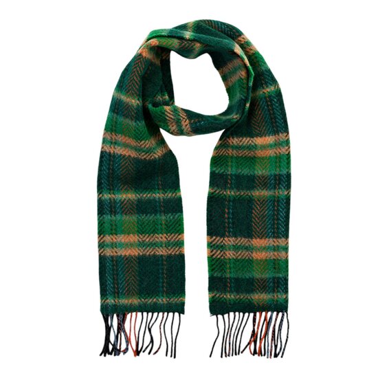 john hanly irish cashmere and merino scarf green beige check