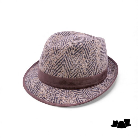 jos van dijck trilby wolmix grof visgraat bruin en beige