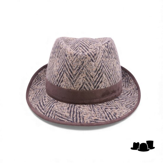 jos van dijck trilby wolmix grof visgraat bruin en beige