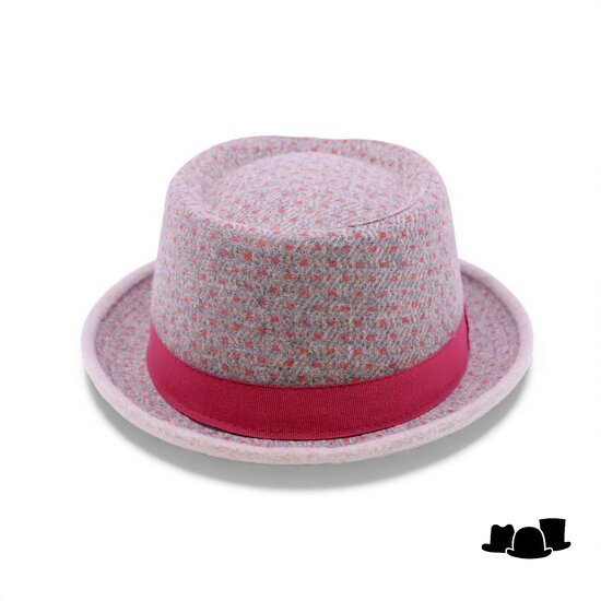 jos van dijck pork pie tweed grijsblauw en rood