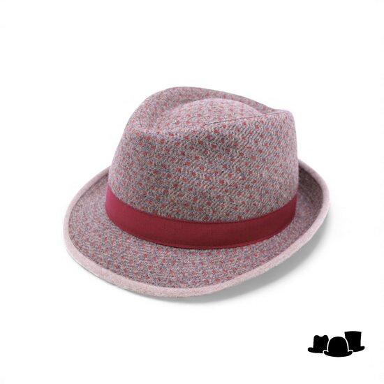 jos van dijck trilby tweed dessin grijsblauw en rood