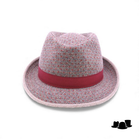 jos van dijck trilby tweed dessin grijsblauw en rood