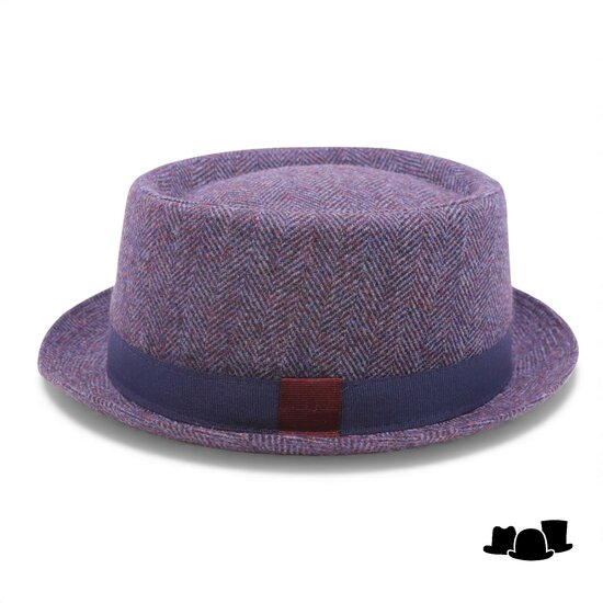 jos van dijck pork pie tweed blauw en bordeaux