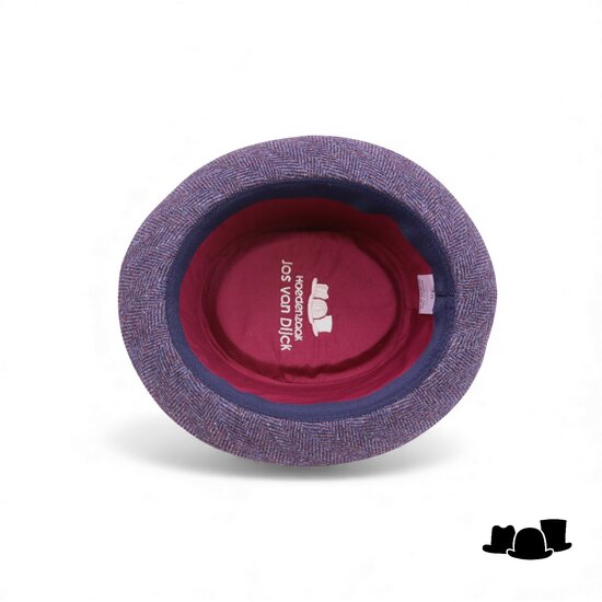 jos van dijck pork pie tweed blauw en bordeaux