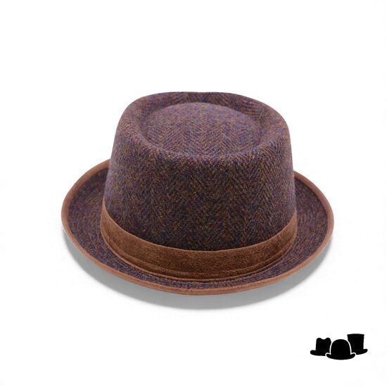 jos van dijck pork pie tweed visgraat bruin
