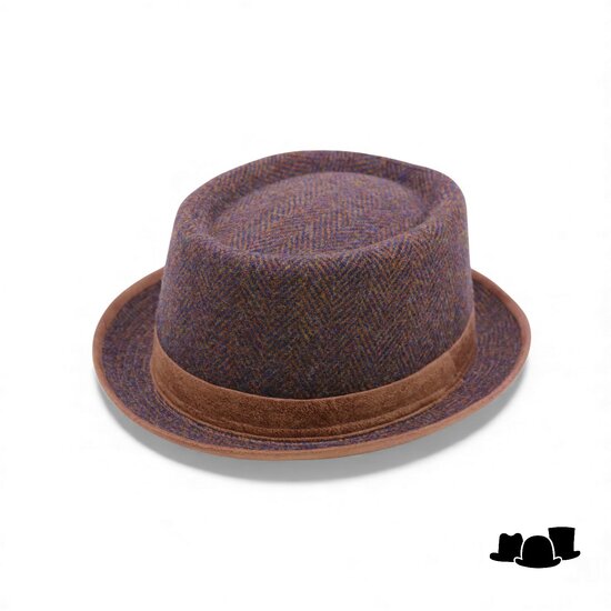 jos van dijck pork pie tweed visgraat bruin
