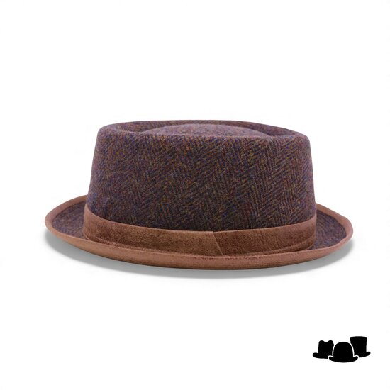 jos van dijck pork pie tweed visgraat bruin