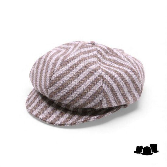 bronte ballonpet romee wol streep beige grijs