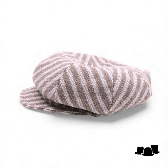 bronte ballonpet romee wol streep beige grijs