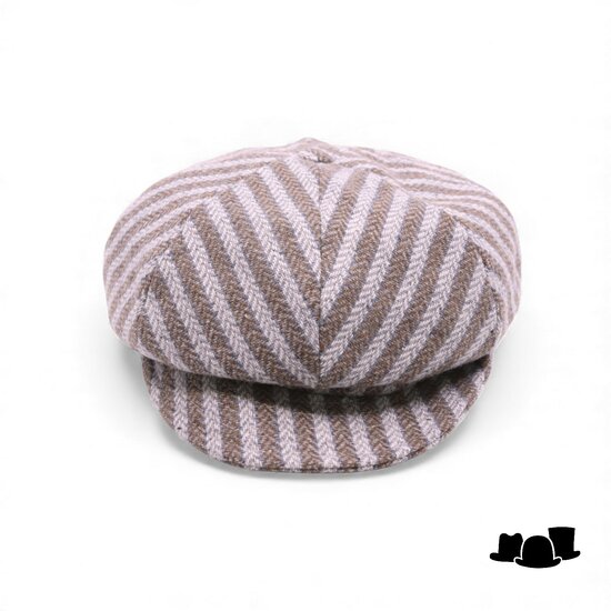 bronte ballonpet romee wol streep beige grijs