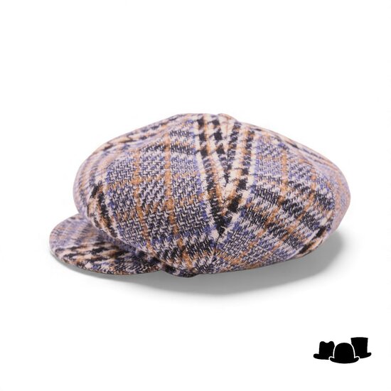 bronte ballonpet romee wol ruit blauw