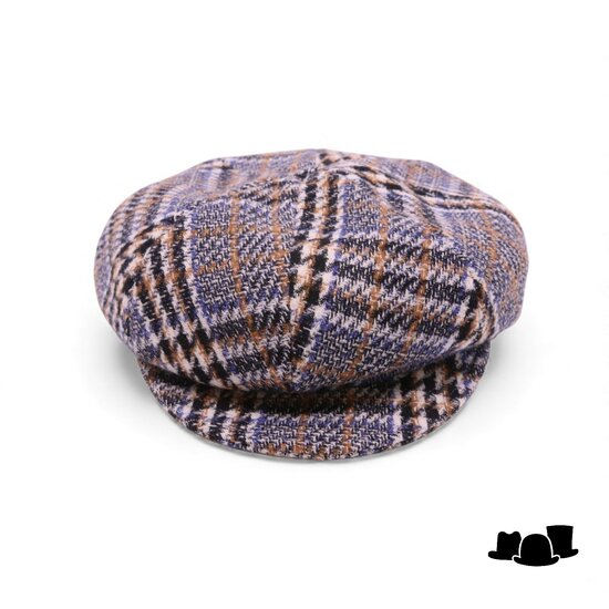 bronte ballonpet romee wol ruit blauw