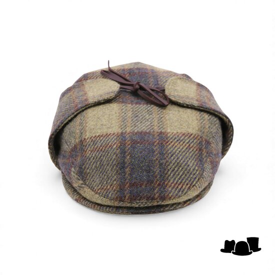 city sport engelse pet 9 met oorklep british tweed ruit beige groen