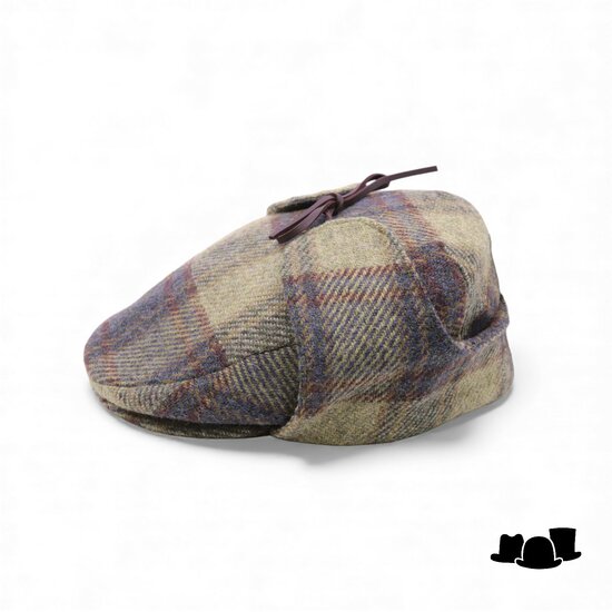 city sport engelse pet 9 met oorklep british tweed ruit beige groen