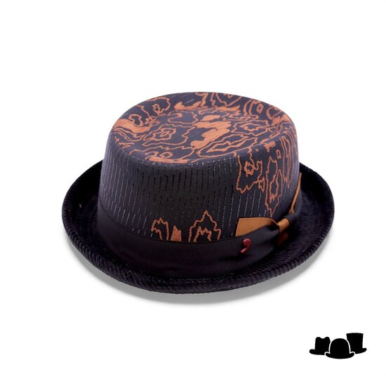 alfonso deste pork pie corduroy graphic black