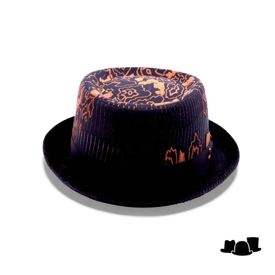 alfonso deste pork pie corduroy graphic black