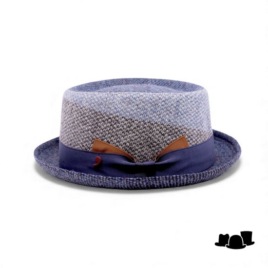 alfonso deste pork pie tweed blauw grijs