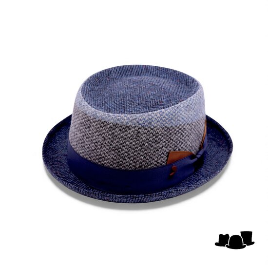 alfonso deste pork pie tweed blauw grijs