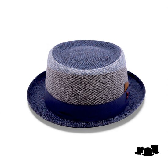 alfonso deste pork pie tweed blauw grijs