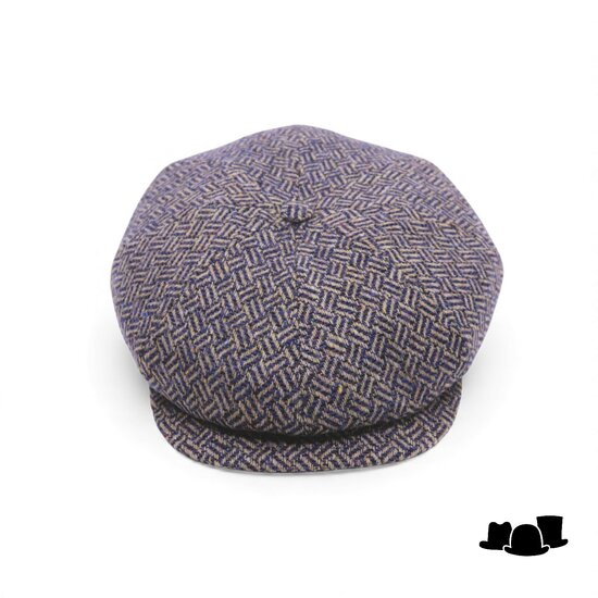 jos van dijck newsboy pet wol basketweave beige blauw